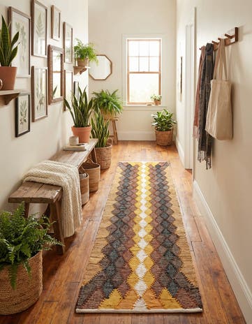 2' x 8' Hand Braided Chindi Cotton Runner Rug