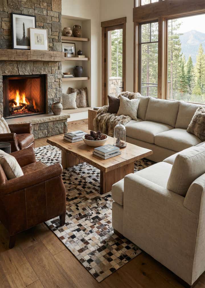 5' 1 x 8' Cowhide Leather Rug