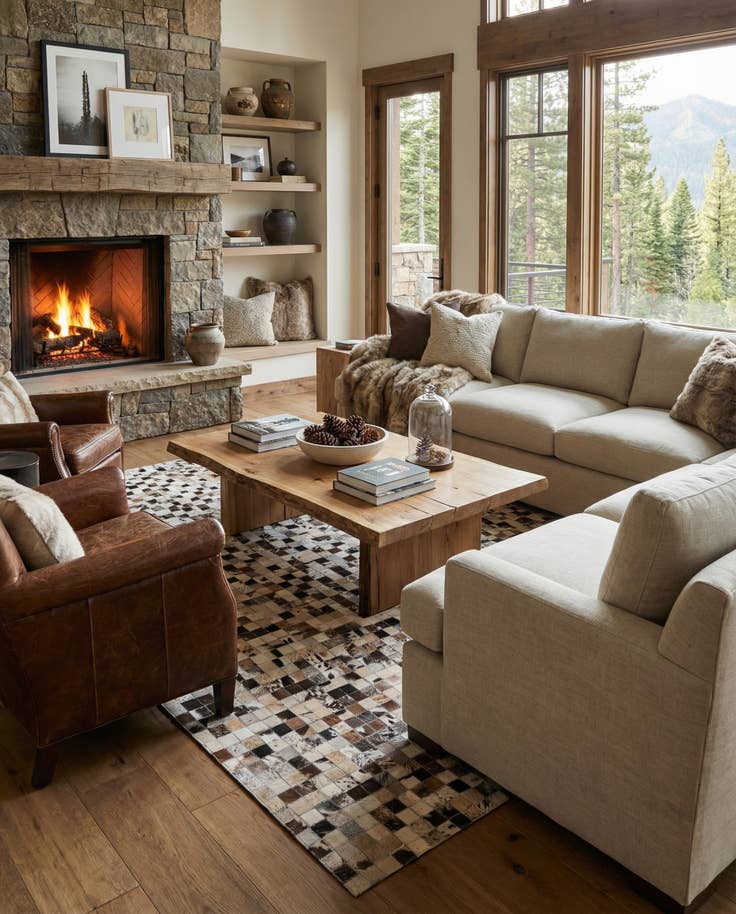 Detail image of 5' 1 x 8' Cowhide Leather Rug