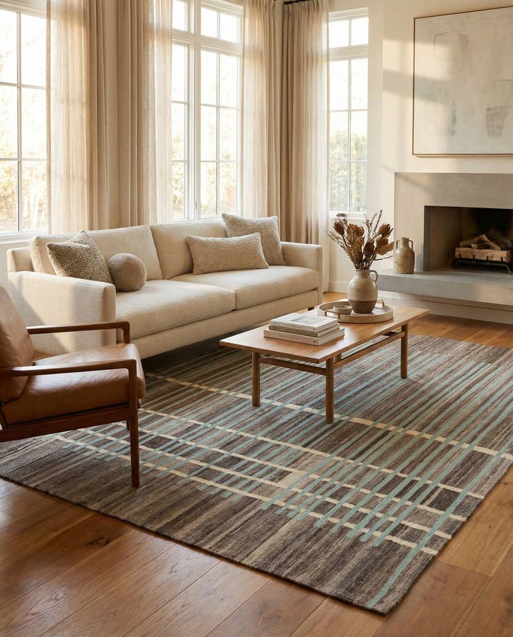 Detail image of 5' 9 x 8' 3 Hand Woven Kilim Modern Wool Rug