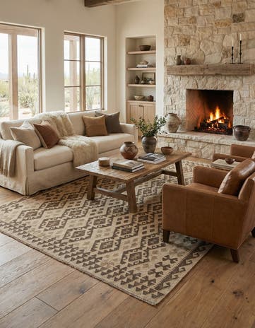 6' 10 x 9' 9 Hand Woven Kilim Maymana Wool Rug