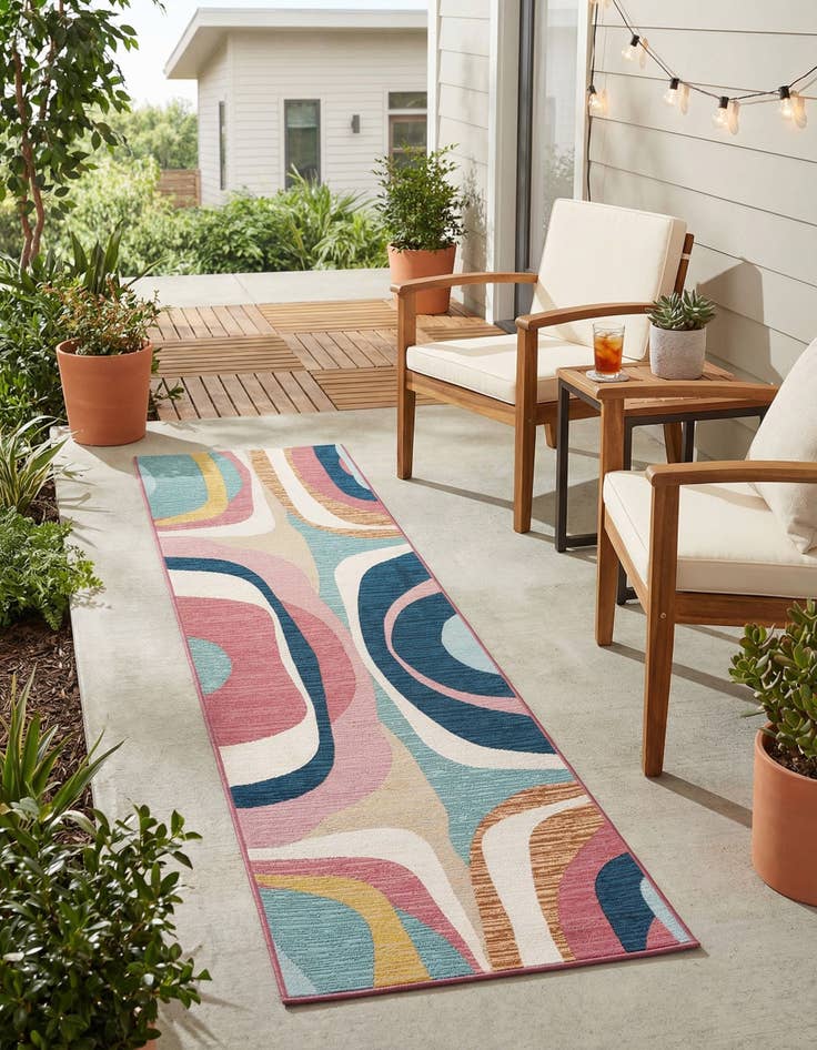 Detail image of 2' 7 x 10'  Washable Modern Indoor / Outdoor Runner Rug