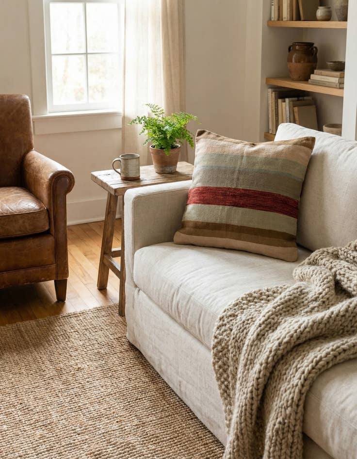 Detail image of 2' 3 x 2' 4  Hand Woven Pillow Wool Square Rug