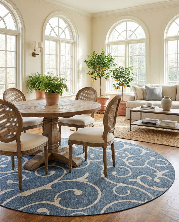 Detail image of 10' 8 x 10' 8 Easy-Clean Botanical Indoor / Outdoor Round Rug
