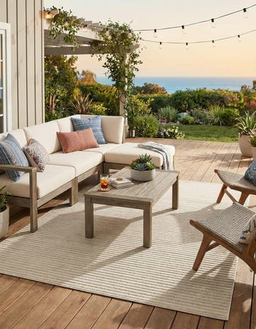 Beige and Ivory Easy-Clean Sabrina Soto Indoor / Outdoor Rug