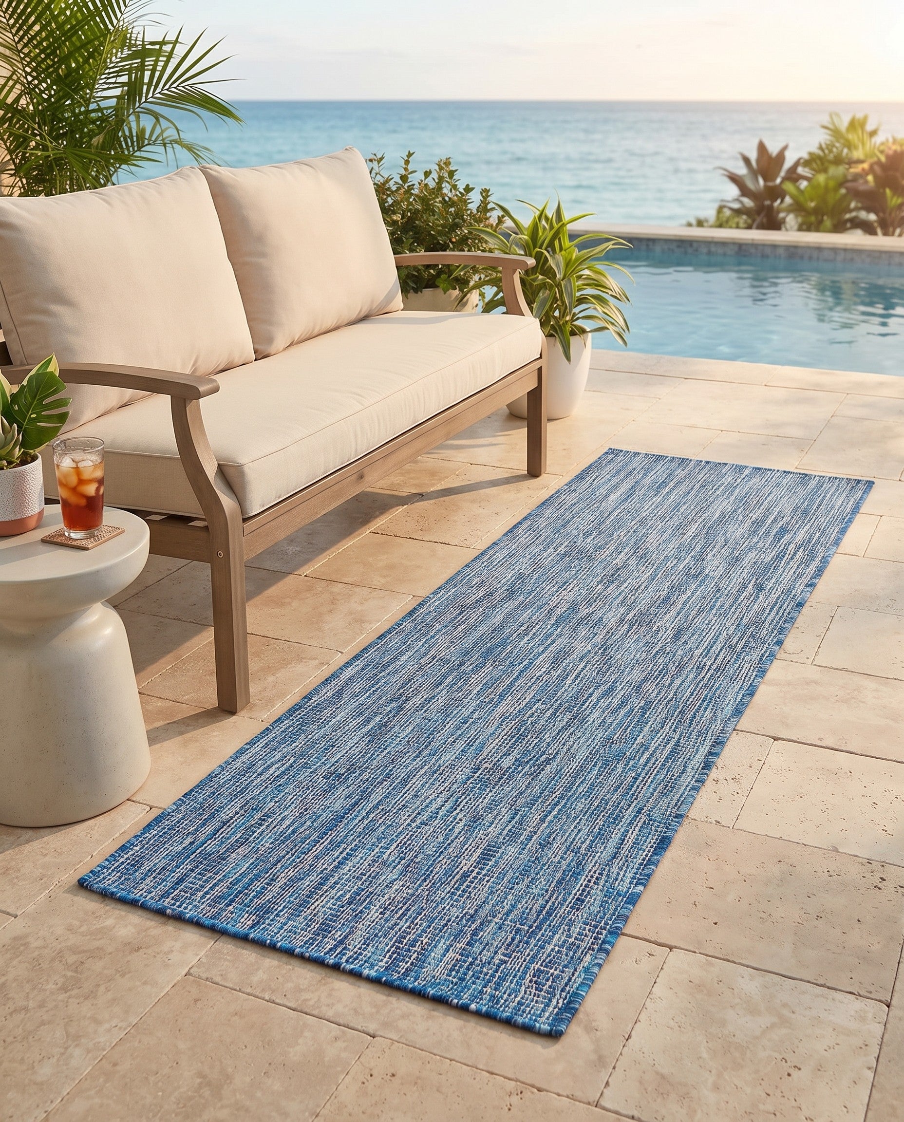 2' x 6' Easy-Clean Solid Indoor / Outdoor Runner Rug