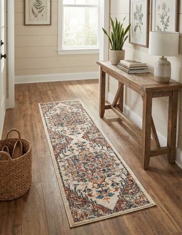 Beige Dahlia Runner Rug