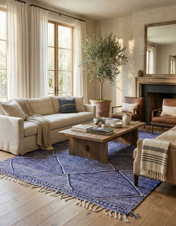 Detail image of 6' 3 x 10'  Hand Knotted Moroccan Wool Rug