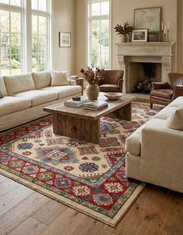 6' 6 x 9' 7 Hand Knotted Kazak Rug