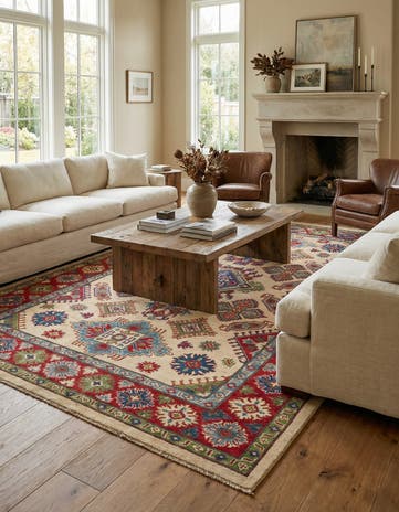 6' 6 x 9' 7 Hand Knotted Kazak Rug