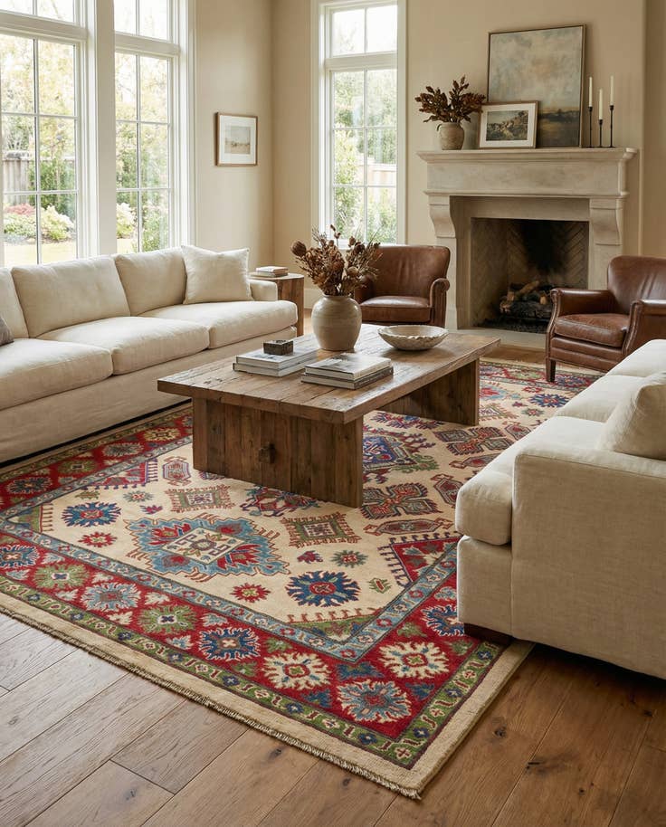 Detail image of 6' 6 x 9' 7 Hand Knotted Kazak Rug