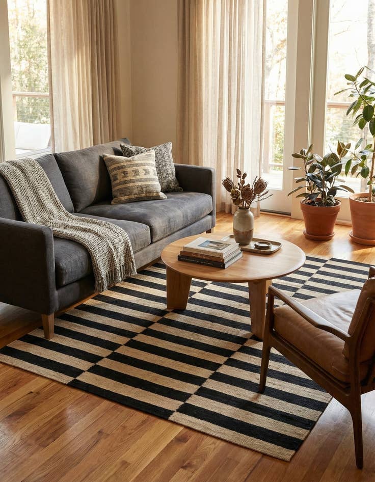 Detail image of 4' 2 x 5' 10  Hand Woven Kilim Modern Wool Rug