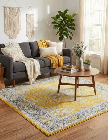 Yellow Santiago Square Rug