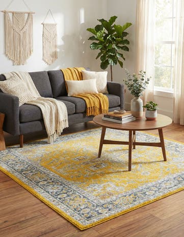 Yellow Santiago Square Rug