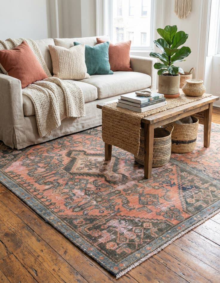 Detail image of 3' 7 x 5' 7  Hand Knotted Ultra Vintage Persian Wool Rug