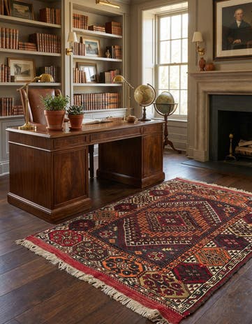 4' 3 x 5' 4 Hand Knotted Balouch Wool Rug