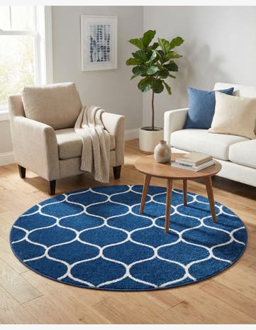 4' x 4' Trellis Frieze Round Rug