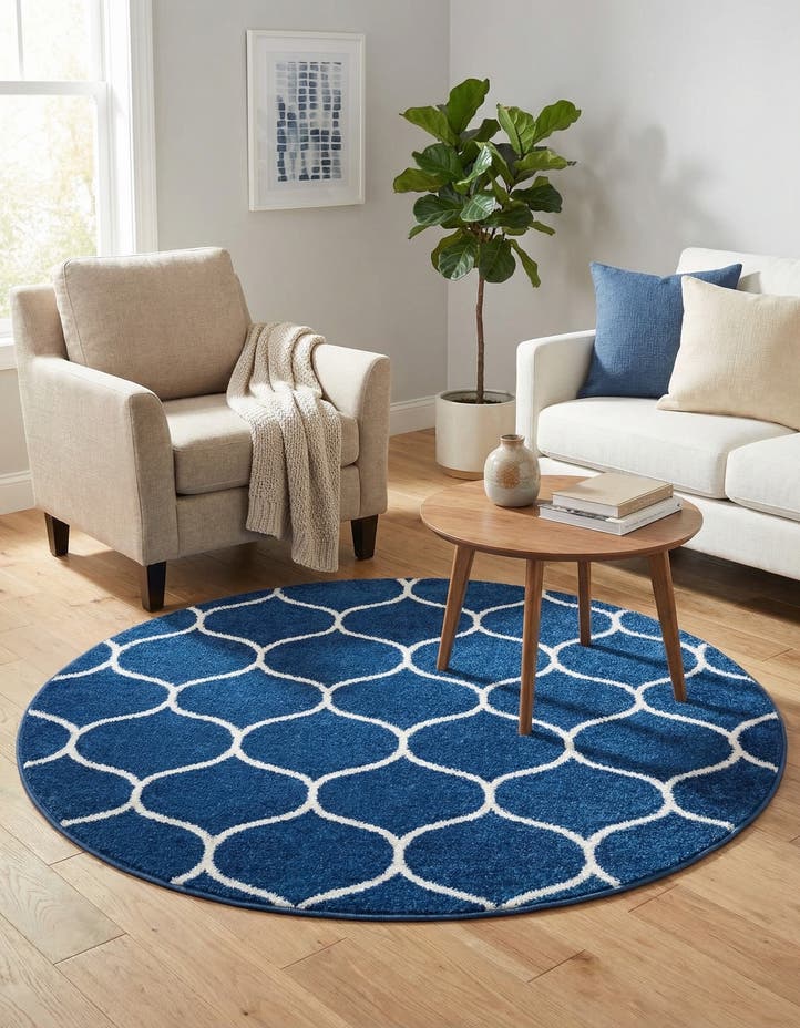 4' x 4' Lattice Frieze Round Rug
