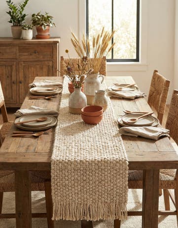Ivory Hand Woven Chunky Jute Table Runner Rug