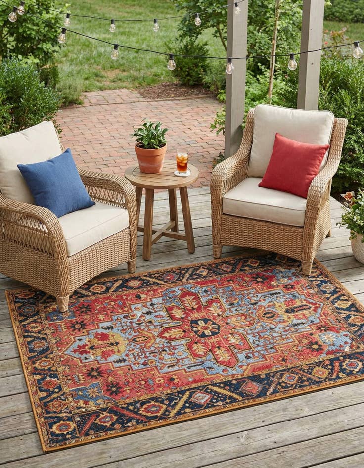 Detail image of 4' x 6'  Washable Traditional Indoor / Outdoor Rug
