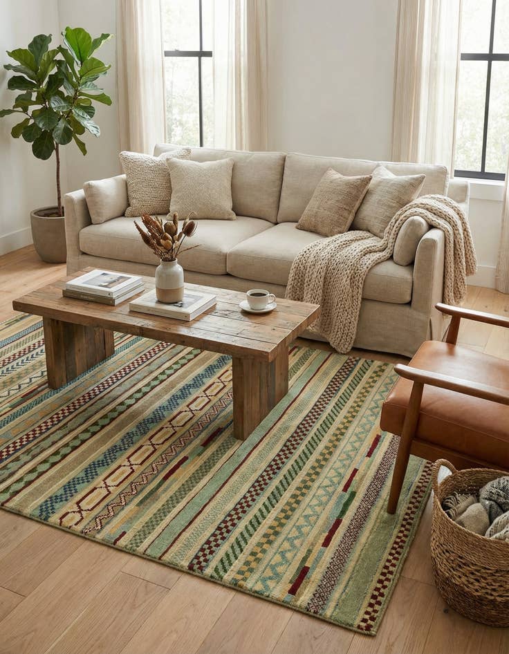 Detail image of 3' 4 x 4' 11  Hand Knotted Darya Rug