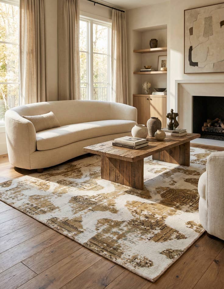 Detail image of 5' 10 x 8'  Hand Knotted Ultra Vintage Persian Wool Rug