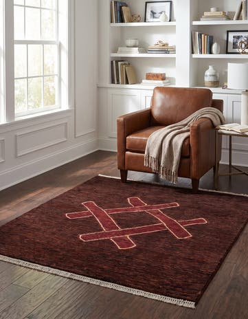 4' x 4' 3 Hand Knotted Ziegler Modern Square Rug