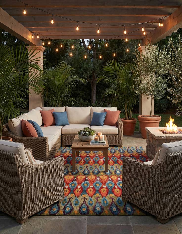 Detail image of 10' x 13'  Washable Modern Indoor / Outdoor Rug