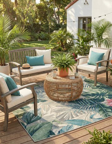 7' x 10' Easy-Clean Botanical Indoor / Outdoor Rug