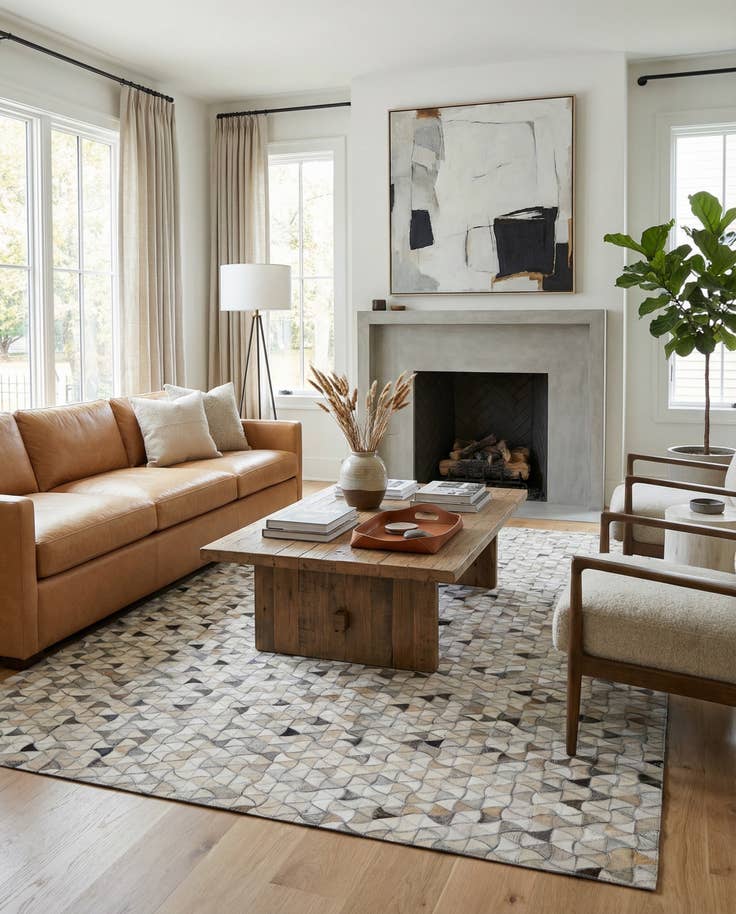 Detail image of 5' x 8' Cowhide - Patchwork Rug