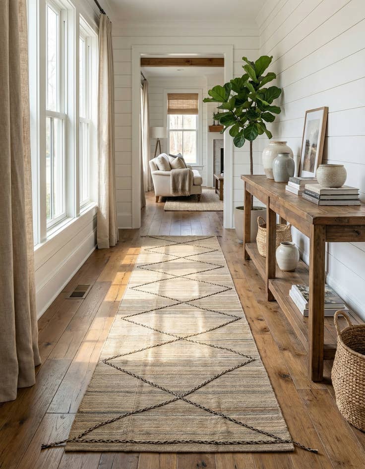 Detail image of 2' 10 x 15' 3  Hand Woven Kilim Modern Wool Runner Rug