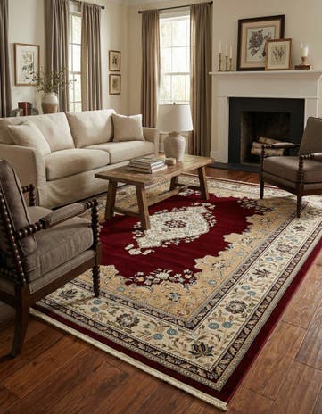 Burgundy Nain Design Rug