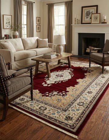 Burgundy Nain Design Rug