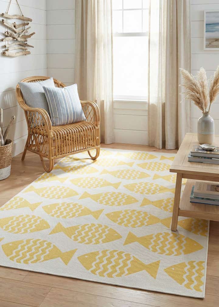 5' 3 x 8' Easy-Clean Coastal Indoor / Outdoor Rug