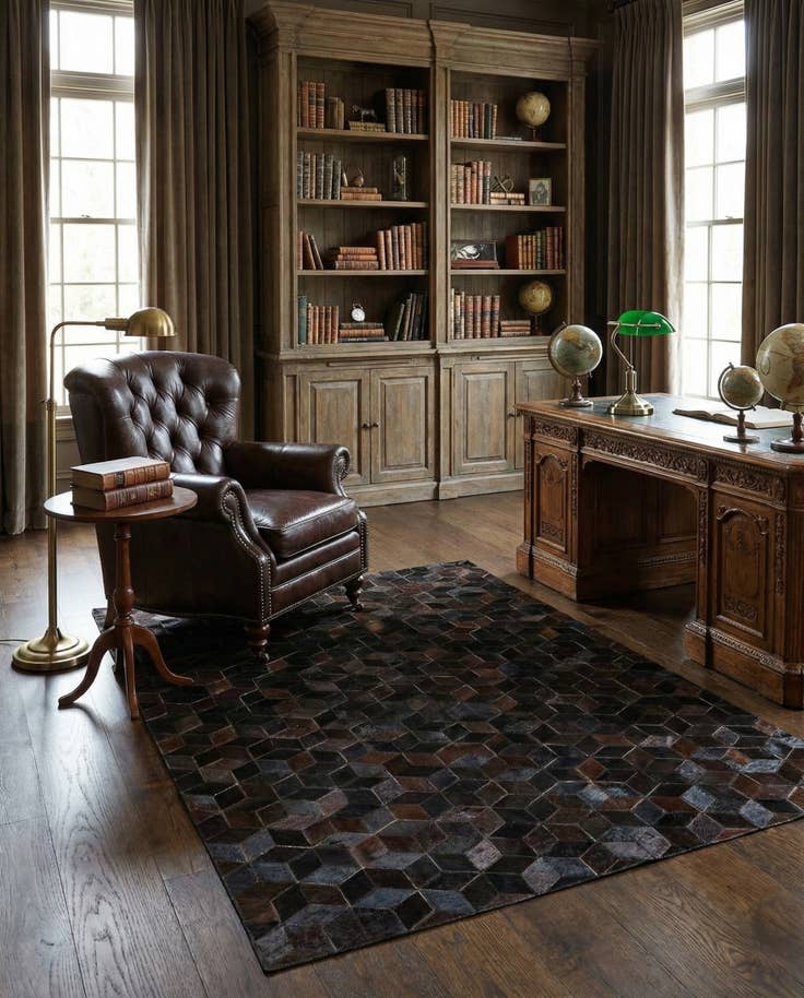 Detail image of 5' 2 x 8' Cowhide Stocks Rug