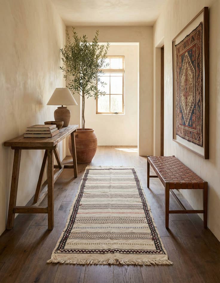 Detail image of 2' 5 x 6' 7  Hand Knotted Kilim Fars Persian Wool Runner Rug