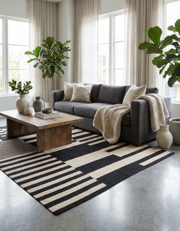5' 2 x 6' 9 Hand Woven Kilim Modern Wool Rug