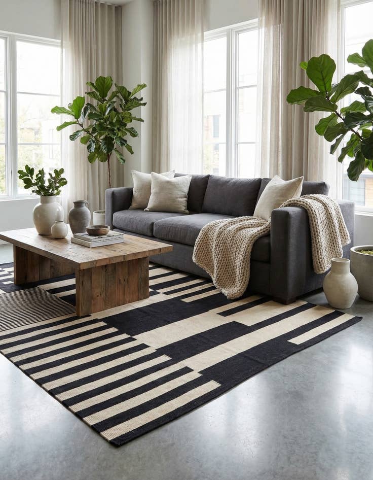 Detail image of 5' 2 x 6' 9  Hand Woven Kilim Modern Wool Rug