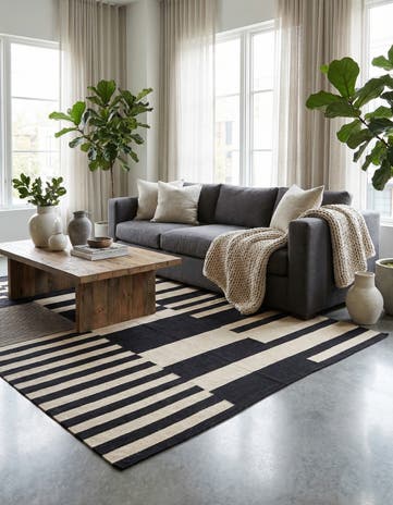 5' 2 x 6' 9 Hand Woven Kilim Modern Wool Rug
