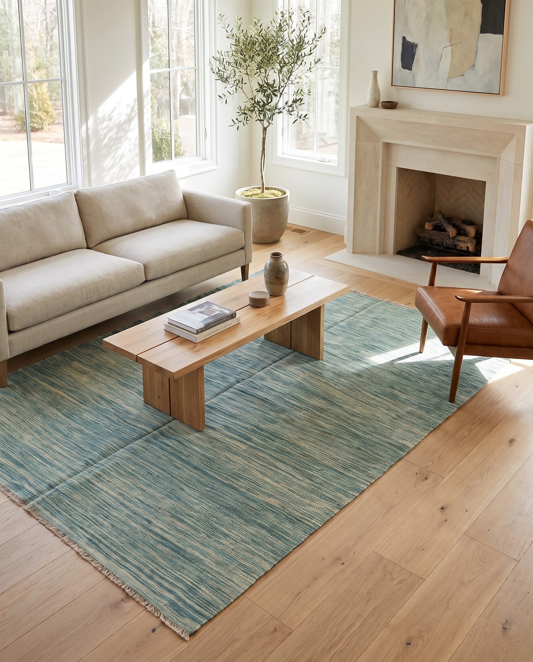 4' 10 x 6' 6 Hand Woven Kilim Modern Wool Rug