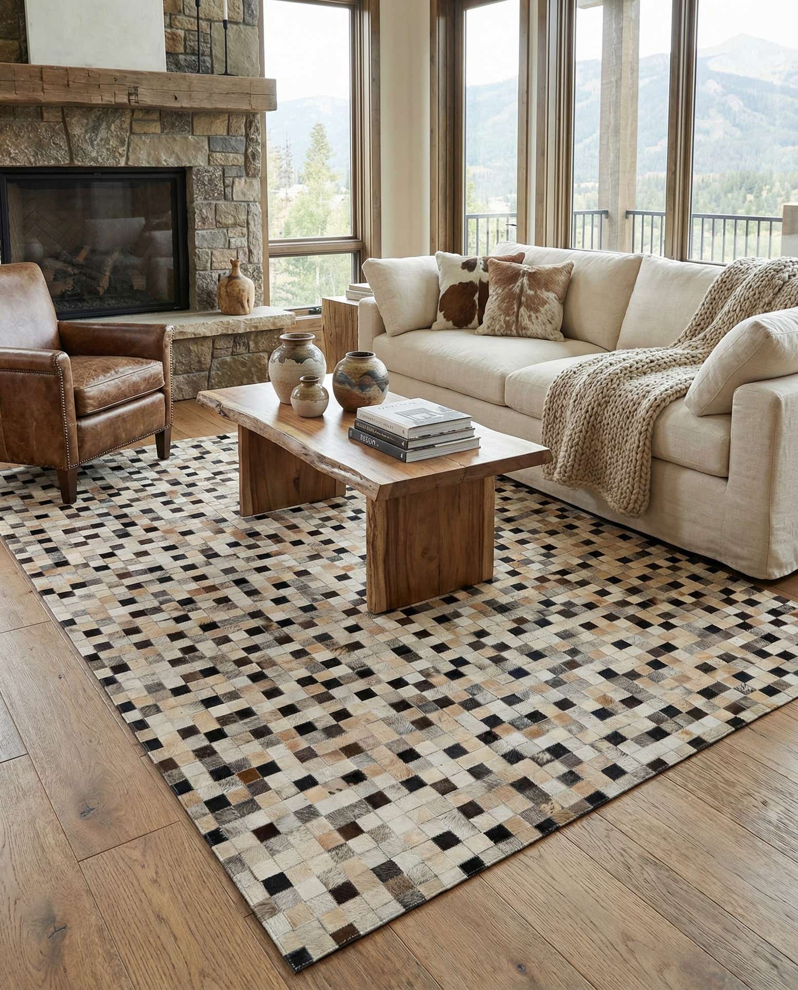 5' x 8' 2 Cowhide - Patchwork Rug