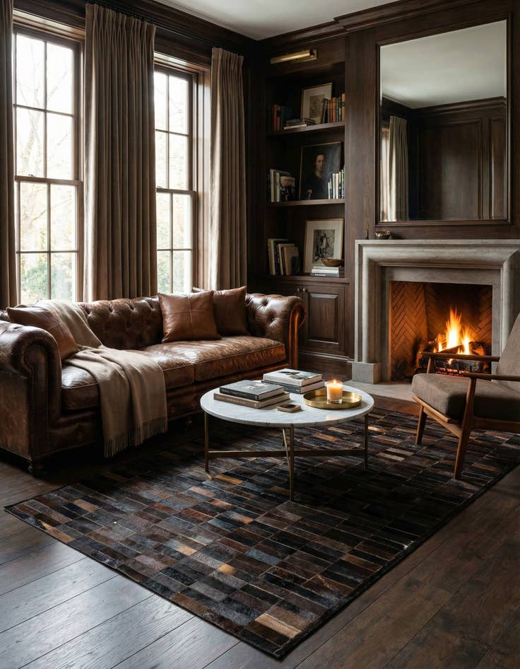 Detail image of  5' 1 x 8' Cowhide - Patchwork Rug