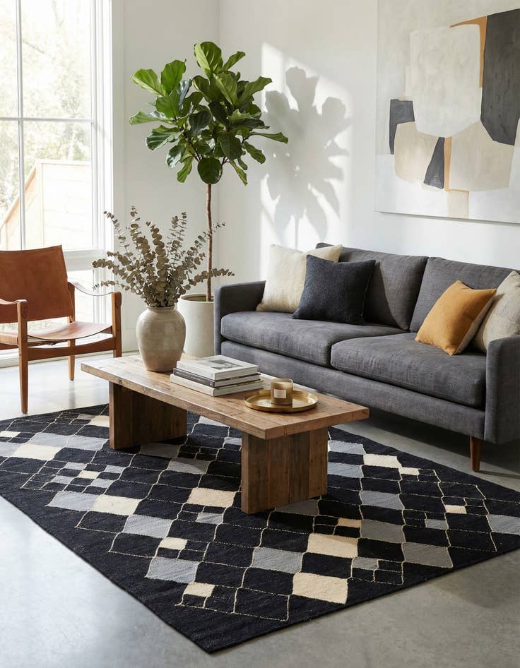 Detail image of 5' x 6' 4  Hand Woven Kilim Modern Wool Rug