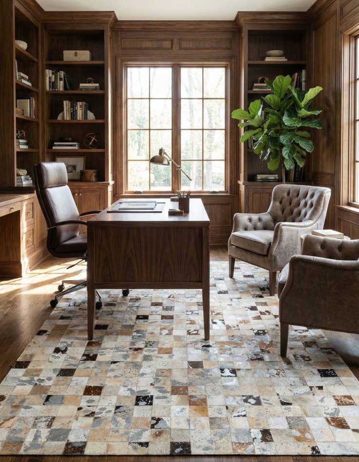 Detail image of 5' 2 x 8' Cowhide - Patchwork Rug