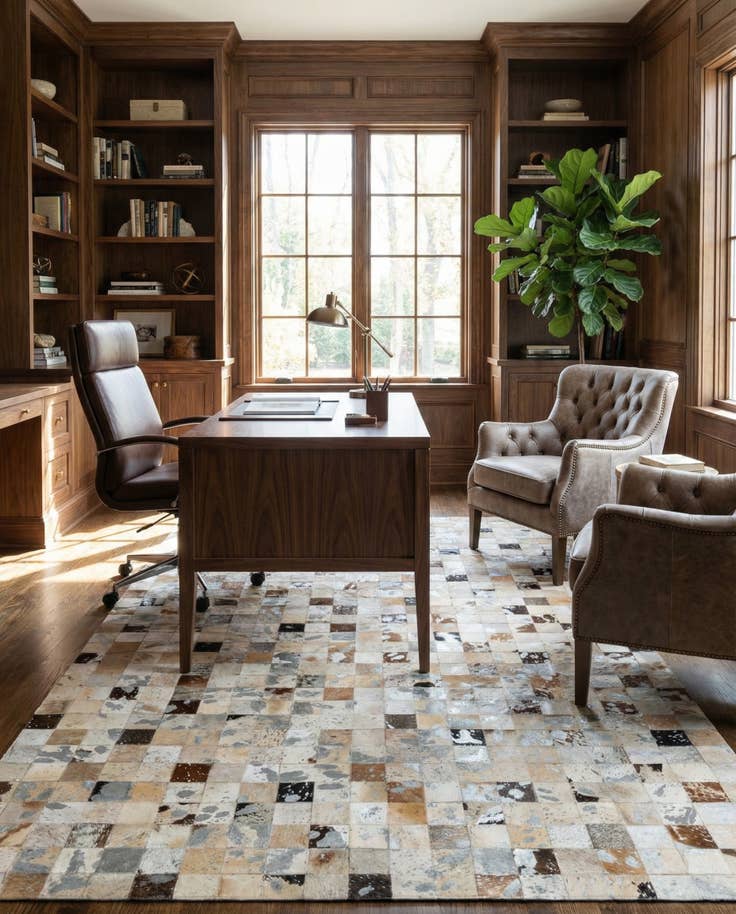 Detail image of 5' 2 x 8' Cowhide - Patchwork Rug