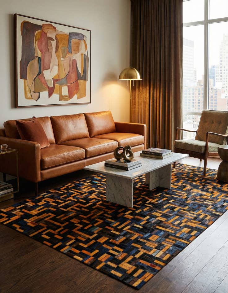 Detail image of  4' 11 x 7' 11 Cowhide - Patchwork Rug