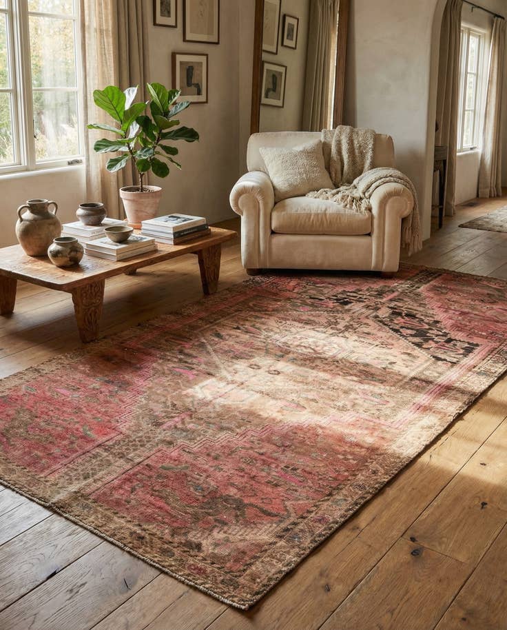 Detail image of 3' 10 x 8' 7 Hand Knotted Ultra Vintage Persian Wool Runner Rug