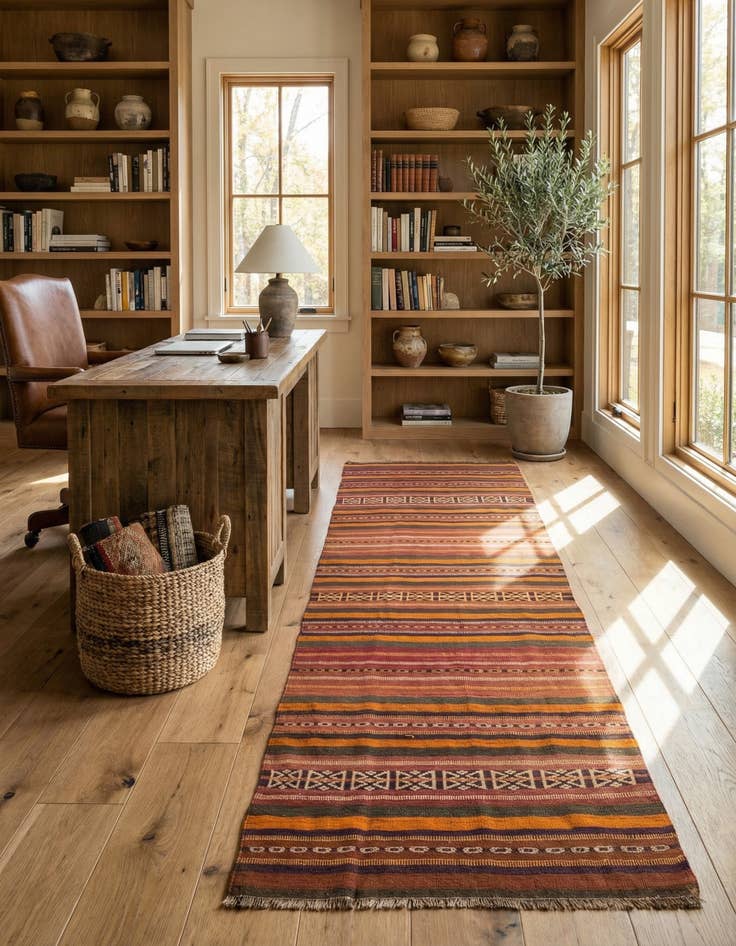 Detail image of 3' 10 x 9' 8  Hand Woven Kilim Fars Wool Runner Rug