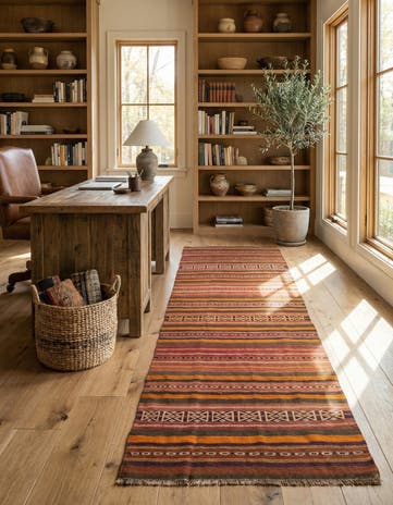 3' 10 x 9' 8 Hand Woven Kilim Fars Wool Runner Rug