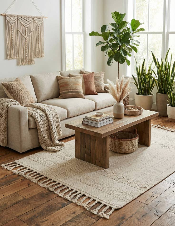 Detail image of 5' 1 x 8'  Washable Eco Bohemian Indoor / Outdoor Rug